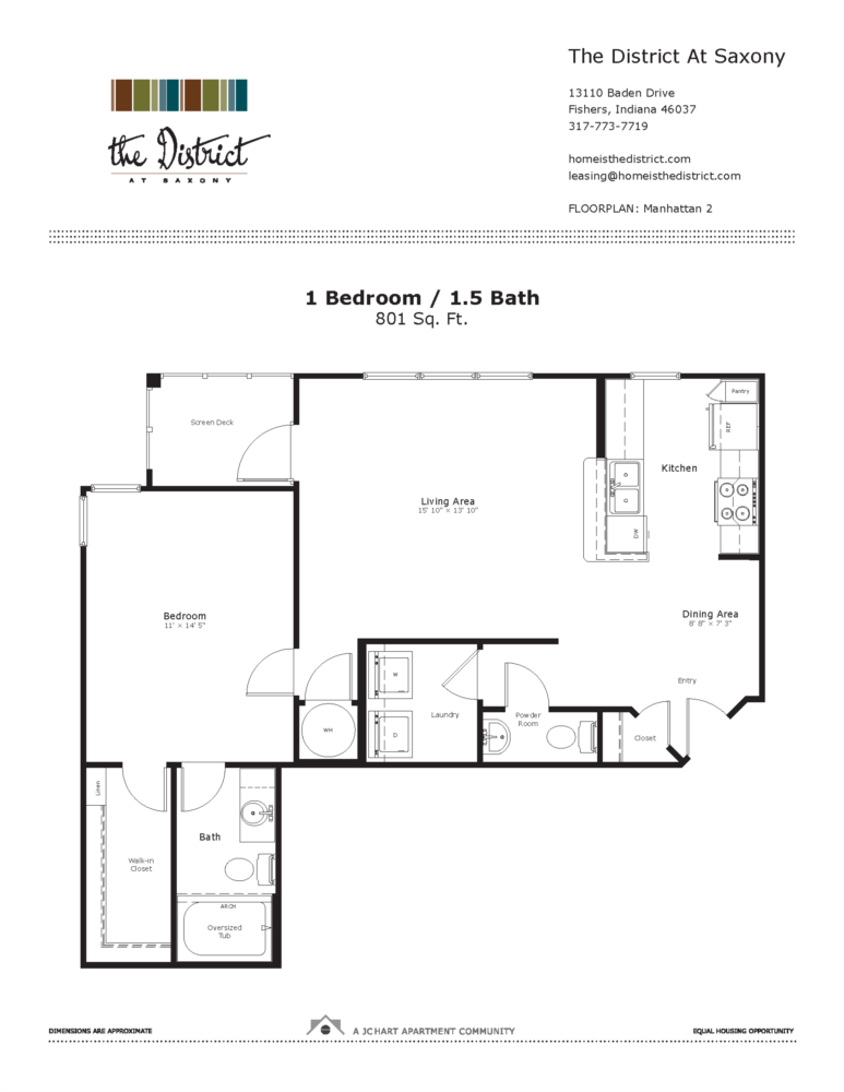 Manhattan 2 1 Bedroom Floor Plan The District At Saxony